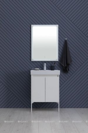 Тумба с раковиной Aquanet Nova Lite 60 белый глянец (2 дверцы) 