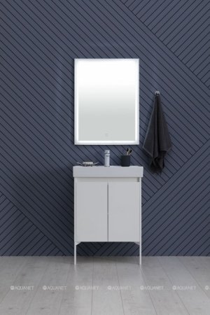 Тумба с раковиной Aquanet Nova Lite 60 белый глянец (2 дверцы) 
