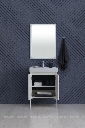 Тумба с раковиной Aquanet Nova Lite 60 белый глянец (2 дверцы) 