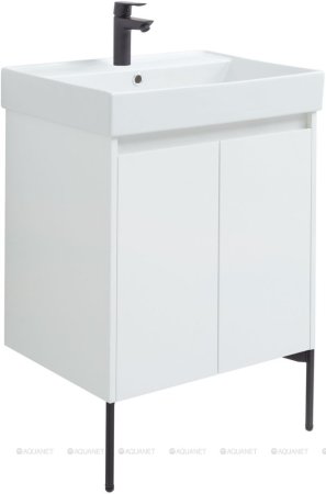 Тумба с раковиной Aquanet Nova Lite 60 белый глянец (2 дверцы) 