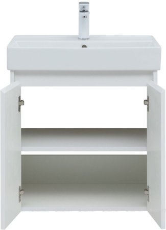 Тумба с раковиной Aquanet Nova Lite 60 белый глянец (2 дверцы) 