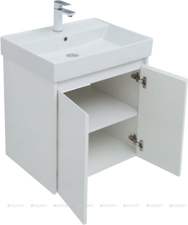 Тумба с раковиной Aquanet Nova Lite 60 белый глянец (2 дверцы) 