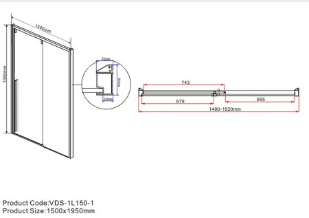 Душевая дверь Vincea Lugano 150 VDS-1L150CL-1 профиль Хром стекло прозрачное 