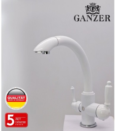 Смеситель для кухни GANZER GZ16031F с подключением к фильтру белый 