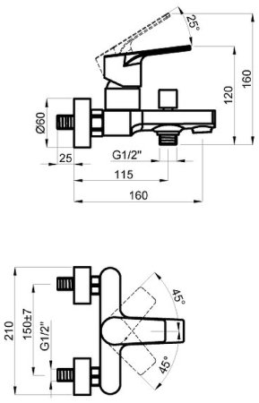 Смеситель для ванны Azario Treya AZ-156805024 Черный 