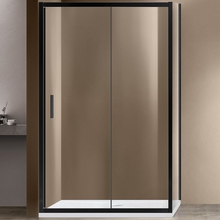 Душевой уголок Vincea Garda 140х80 VSR-1G8014CLB профиль Черный стекло прозрачное 