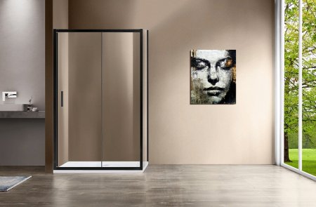 Душевой уголок Vincea Garda 140х80 VSR-1G8014CLB профиль Черный стекло прозрачное 