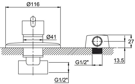 Смеситель для душа Kaiser Merkur 26017 Хром 