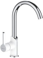 Смеситель для кухни Shevanik S6053F, белый/хром