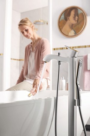 Смеситель Hansgrohe Metropol 31445090 напольный для ванны, хром золото 