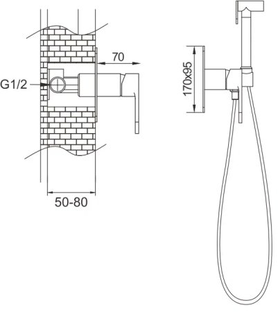 Гигиенический душ со смесителем Rose R205, хром 