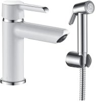 Смеситель для раковины с гигиеническим душем Shevanik S6071F, белый/хром