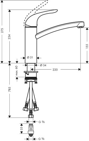 Смеситель Hansgrohe Focus M42 31784000 для кухонной мойки, хром 