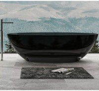 Ванна из полиэфирной смолы Abber Kristall 180х85 AT9702Onyx Черная без гидромассажа