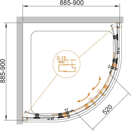 Душевой уголок Cezares ECO-O-R-2-90-C-Cr стекло прозрачное + душевой трап 