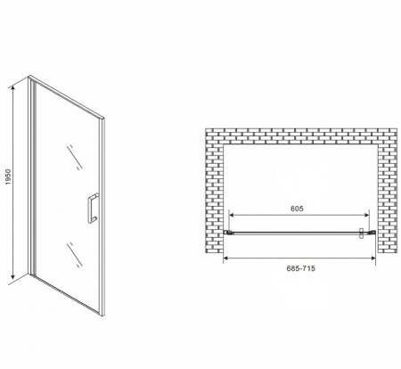Душевая дверь Abber Sonnenstrand 70 AG04070M профиль Хром стекло матовое 