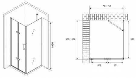 Душевой уголок Abber Zart 80x100 AG08080P-S101 профиль Хром стекло прозрачное 