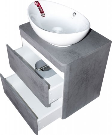 Тумба под раковину Style Line Атлантика Люкс Plus 60 СС-00002279 подвесная Темный бетон 