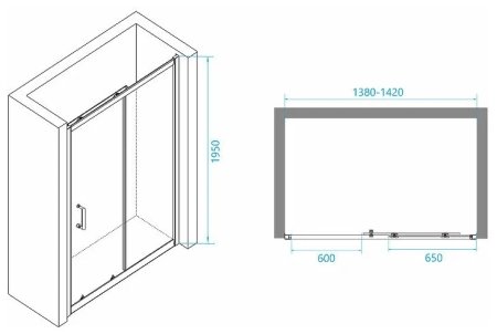 Душевая дверь в нишу RGW Passage PA-14 140х195 профиль хром, стекло прозрачное 