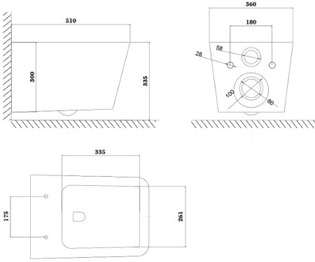 Унитаз Olive's Porto PR30117DP подвесной Черный глянцевый с сиденьем Микролифт 