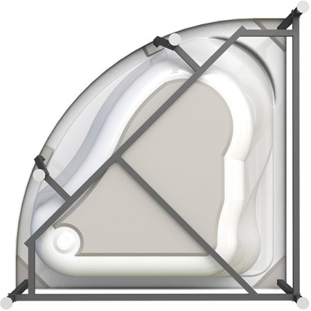 Акриловая ванна Radomir Vannesa Massage Альтея 125х125, с гидромассажем, каркасом и экраном, баланс 