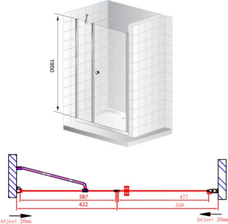 Душевая дверь в нишу Cezares Elena B11 40/60 P Cr R 