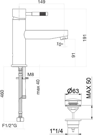 Смеситель для раковины Fiore XENON 44NN5276, черный 