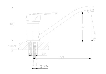 Смеситель для кухни HAIBA HB4204-K 
