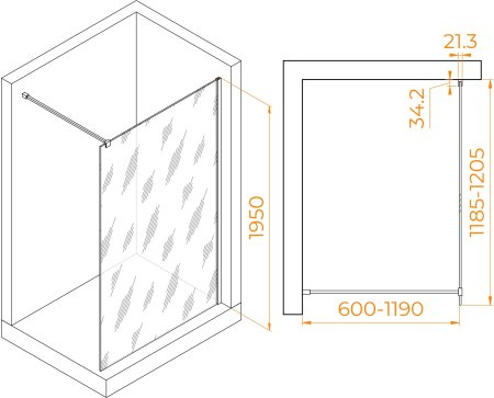 Душевая перегородка RGW WA-001 1200 