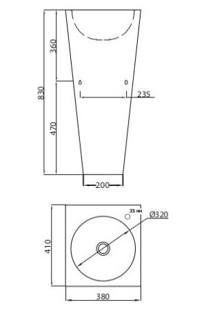 Рукомойник Senda Prisma fs satin w 210630012 с отверстием под смеситель 