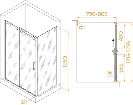 Душевой уголок RGW TO-44-1B (TO-14B + Z-060-2B) 1200x800 
