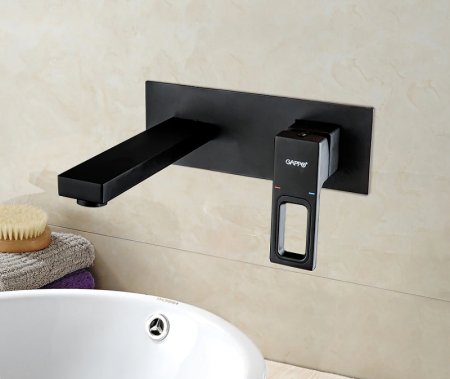 Смеситель для раковины Gappo G17-6 G1017-16 Черный матовый 