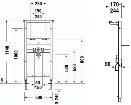 Инсталляция Duravit DuraSystem WD2001000000 для раковины Серая 