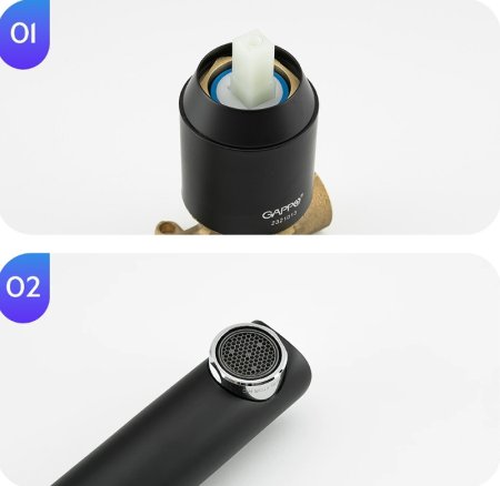 Смеситель для раковины Gappo G03-6 G1003-26 Черный матовый Хром 