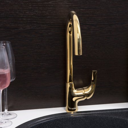 Смеситель WasserKRAFT Sauer 7107 для кухонной мойки, золото глянцевое 