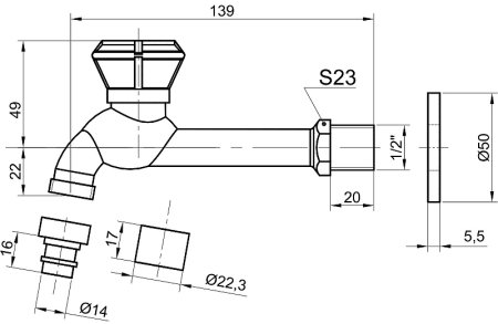 Кран для одного типа воды Bronze de Luxe 13263/2 Бронза 