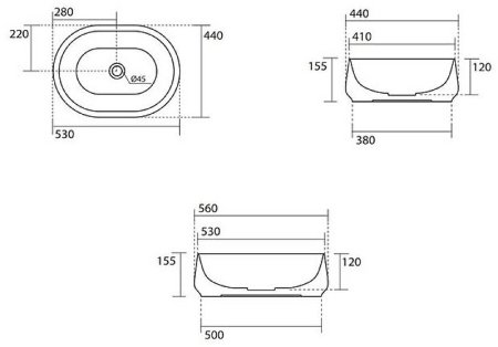 Раковина-чаша Kerasan F10 56 460531 Черная матовая 