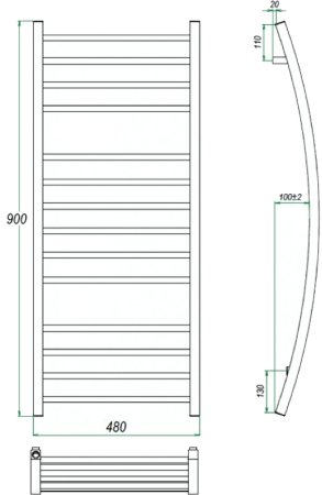 Водяной полотенцесушитель Grota Primo 480х900 Хром 