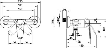 Смеситель Villeroy & Boch O.novo Start TVS10530111061 для душа 