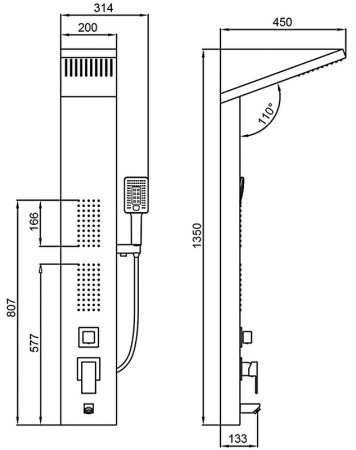 Душевая панель Frap F24005-5 с гидромассажем Сатин Хром 