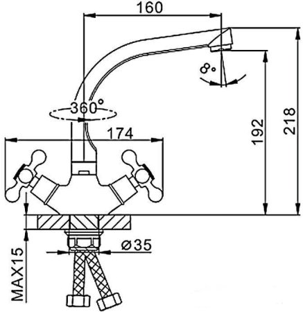 Смеситель для кухни Frap H5408 F5408-7 Черный матовый 