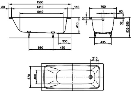 Стальная ванна Kaldewei Cayono 747 150x70 274700010001 без покрытия 
