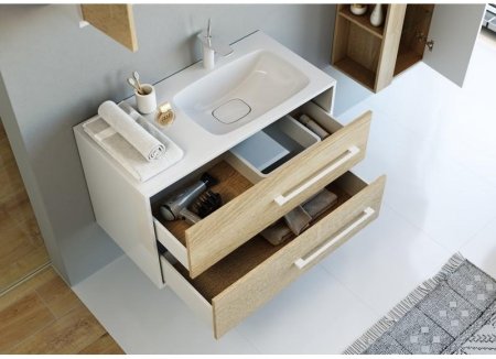 Тумба под раковину Aqwella 5 Stars Майами 90 Mai.01.09/R Дуб сонома Белая 