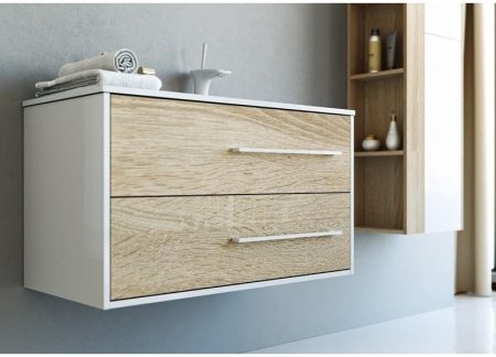 Тумба под раковину Aqwella 5 Stars Майами 90 Mai.01.09/R Дуб сонома Белая 