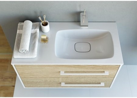 Тумба под раковину Aqwella 5 Stars Майами 90 Mai.01.09/R Дуб сонома Белая 