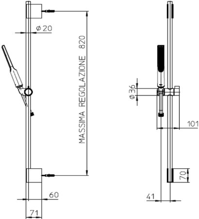 Душевой гарнитур Bossini Apice DA5061-N.073 Черный матовый 