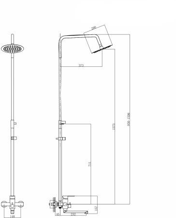 Душевая система MIXLINE MLSS32-06 Stainless" (смеситель 35К с изл+лейка 3поз.+душ.шланг+тропич.душ.) нерж. (553215)" 
