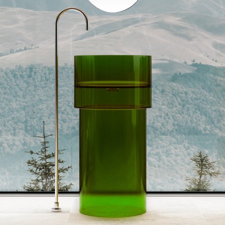 Раковина отдельностоящая прозрачная ABBER Kristall AT2701Emerald зеленая 
