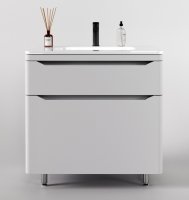 Тумба напольная "Марелла 80" (2 ящ.) Люкс антискрейтч белый матовый, PLUS