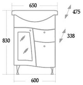 Тумба с раковиной Onika Валенсия 65.182 